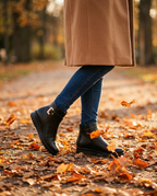 Orthopedic Buckle Ankle Boots in Black Leather