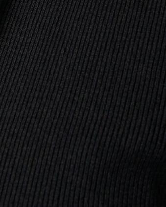 Rib Knit Zip Hoodie in Black