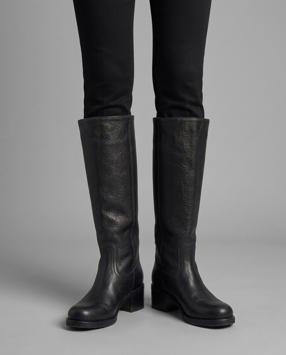 Orthopedic Knee High Leather Boots in Black