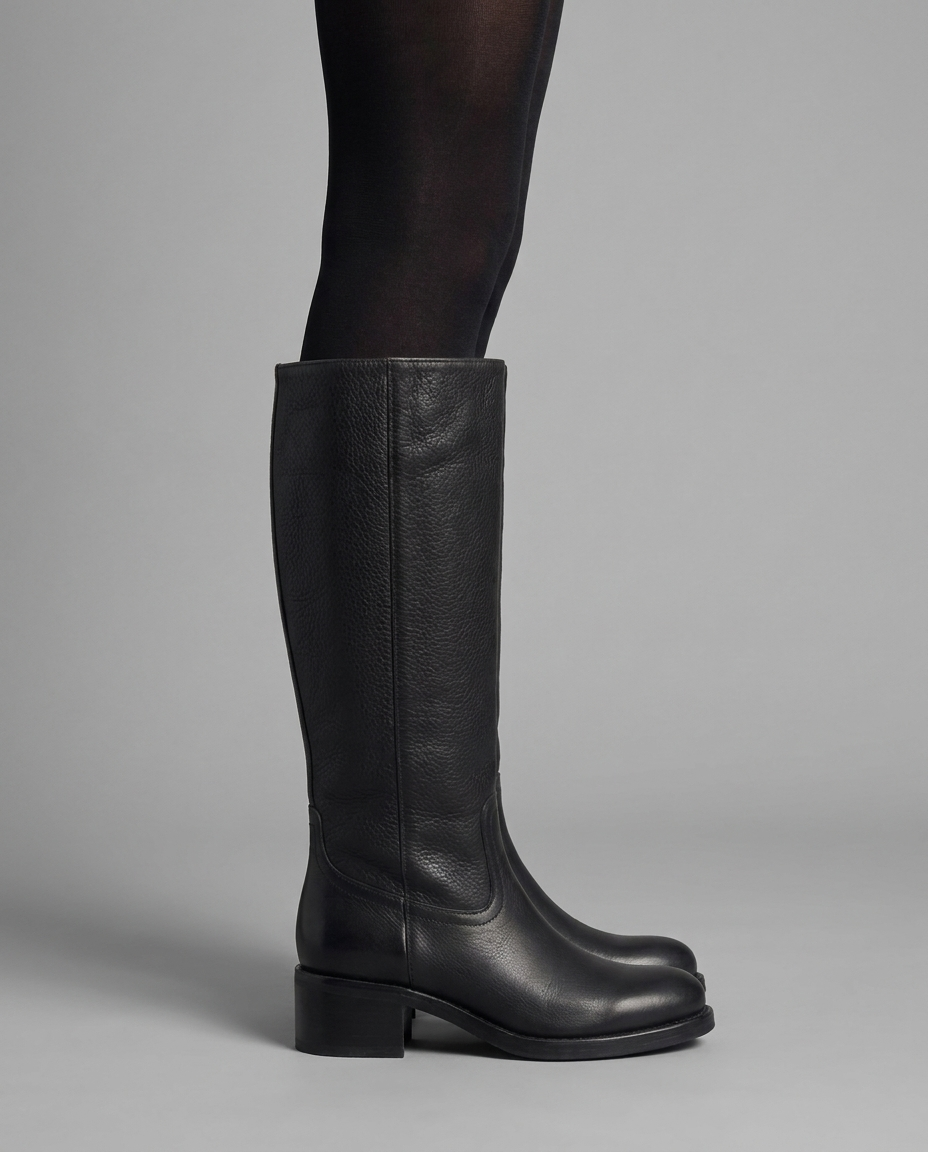 Orthopedic Knee High Leather Boots in Black