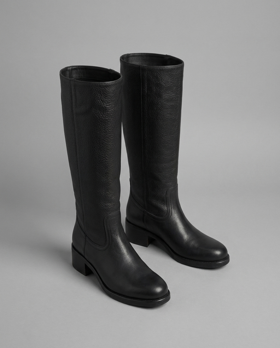 Orthopedic Knee High Leather Boots in Black