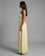 South of France – Lace-Up Back Maxi Dress in Butter Yellow