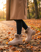 Faux Fur Cuff Ankle Snow Boots in Khaki