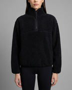 Reversible Sherpa Half-Zip Fleece in Black