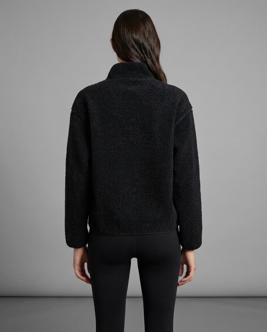 Reversible Sherpa Half-Zip Fleece in Black