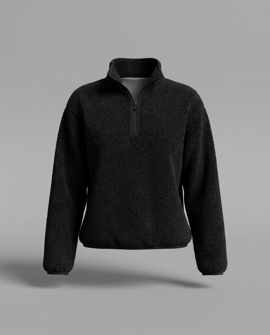 Reversible Sherpa Half-Zip Fleece in Black