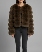 Brooke – Cropped Fur Jacket in Brown