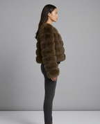 Brooke – Cropped Fur Jacket in Brown