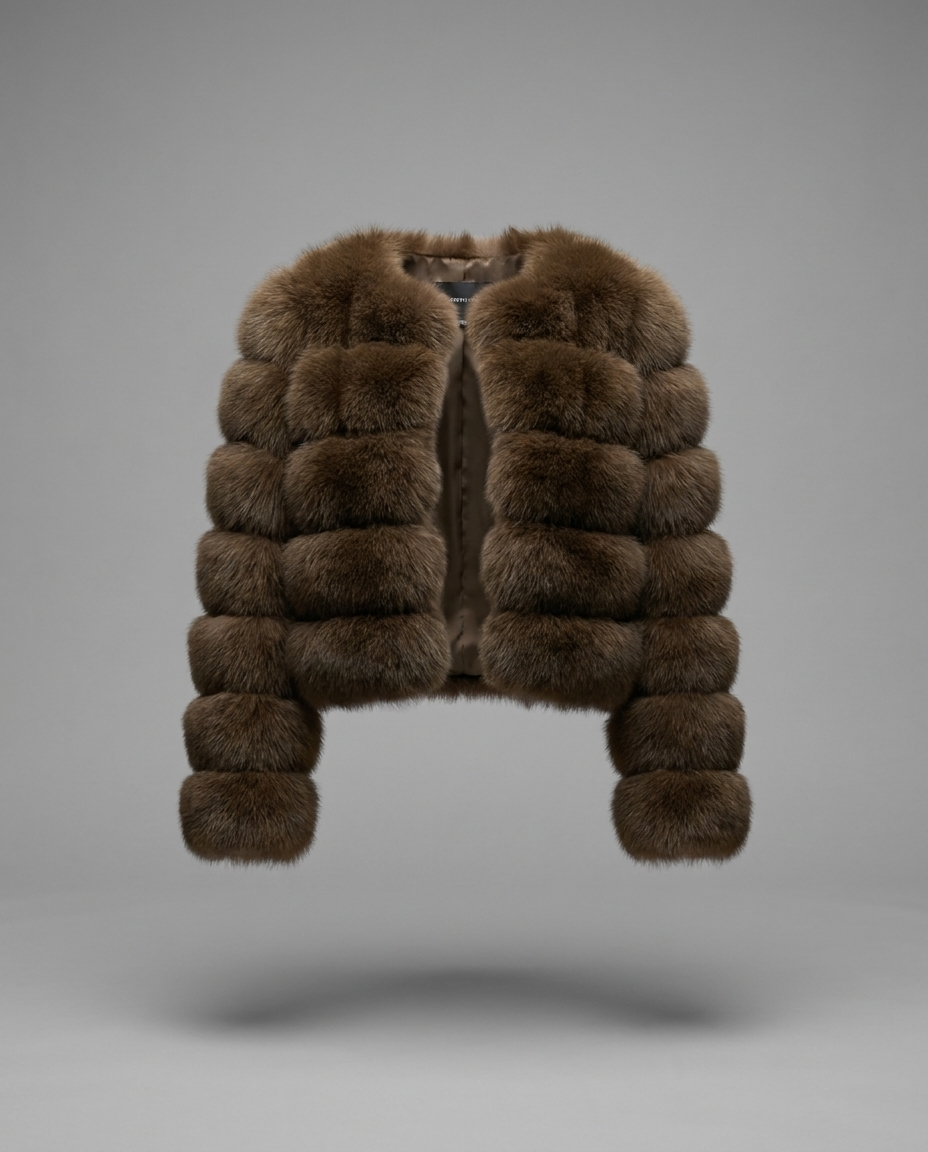 Brooke – Cropped Fur Jacket in Brown