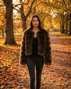 Brooke – Cropped Fur Jacket in Brown