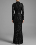 Galaxy – Sequin Turtleneck Maxi Dress in Black