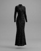 Galaxy – Sequin Turtleneck Maxi Dress in Black