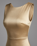 Twist-Back Satin Maxi Dress in Champagne