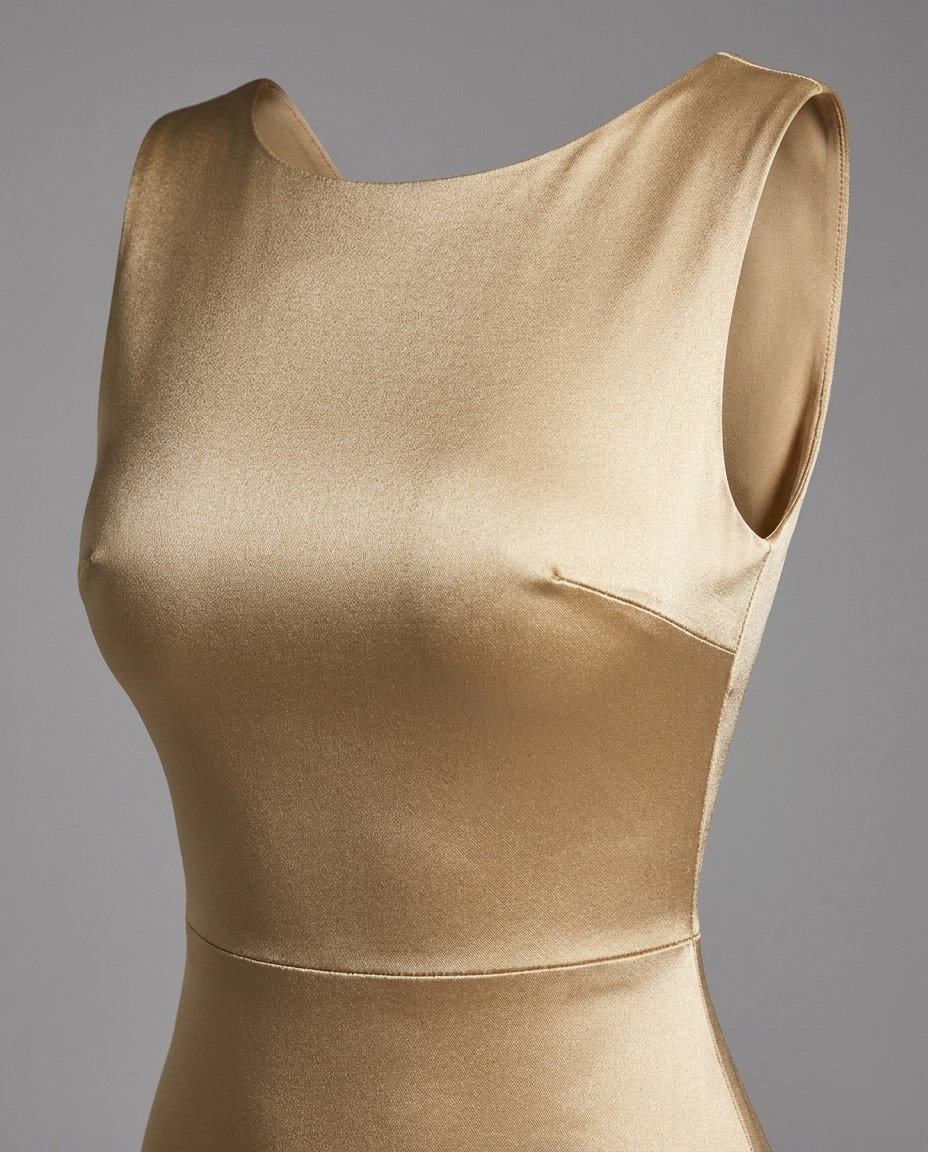 Twist-Back Satin Maxi Dress in Champagne