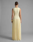 Outline – Pleated Maternity Maxi Dress in Lemon
