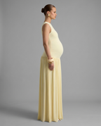 Outline – Pleated Maternity Maxi Dress in Lemon