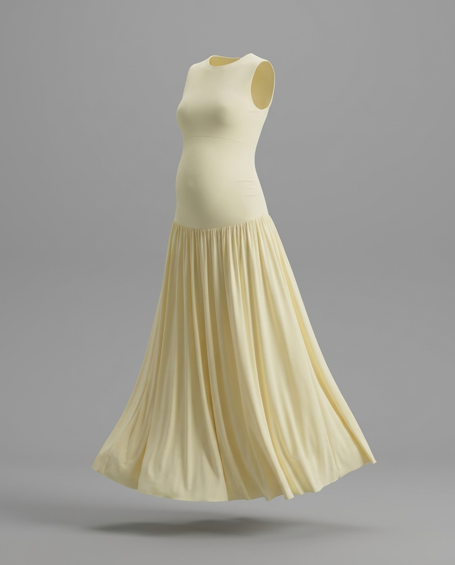 Outline – Pleated Maternity Maxi Dress in Lemon