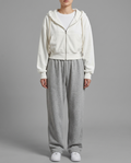 Lightweight Cropped Zip Hoodie in White