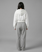 Lightweight Cropped Zip Hoodie in White