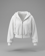 Lightweight Cropped Zip Hoodie in White
