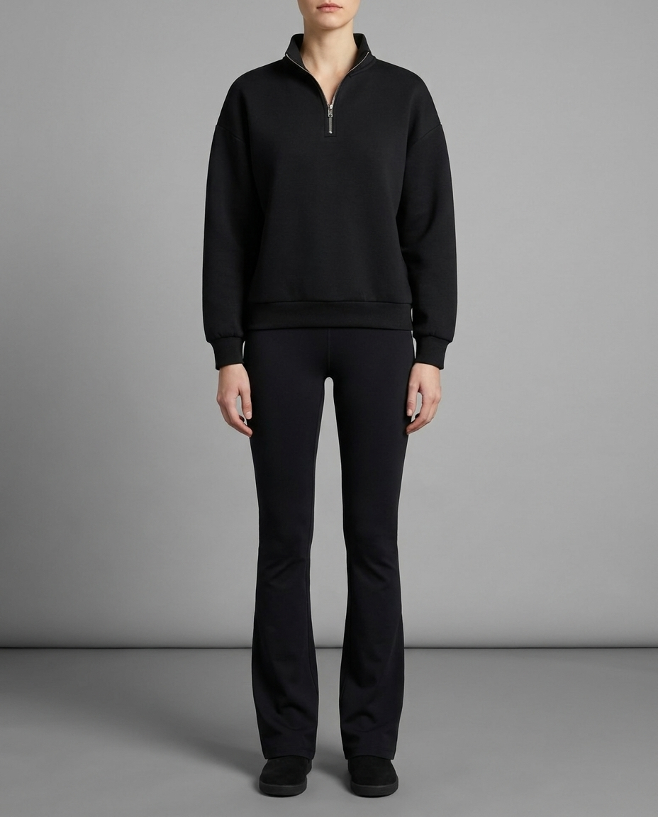 Neoprene Half-Zip Sweatshirt in Black