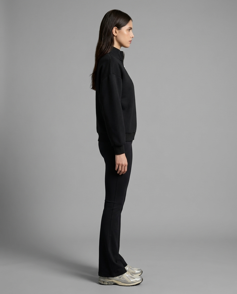Neoprene Half-Zip Sweatshirt in Black