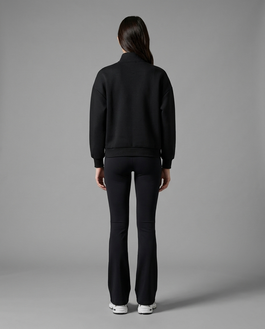 Neoprene Half-Zip Sweatshirt in Black