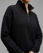 Neoprene Half-Zip Sweatshirt in Black