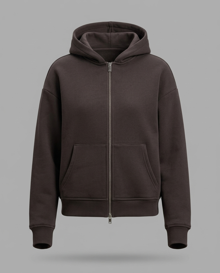 Everyday Zip-Through Hoodie in Chocolate Brown