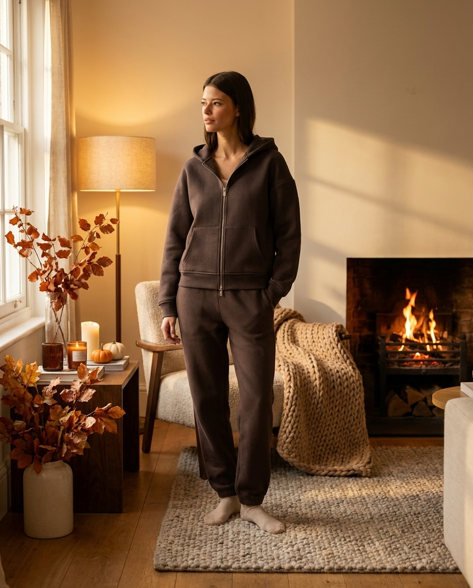 Everyday Zip-Through Hoodie in Chocolate Brown