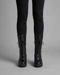 Lace-Up Platform Combat Boots in Black Vegan Leather