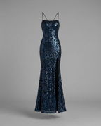 Rowena – Sequin Mermaid Gown in Navy