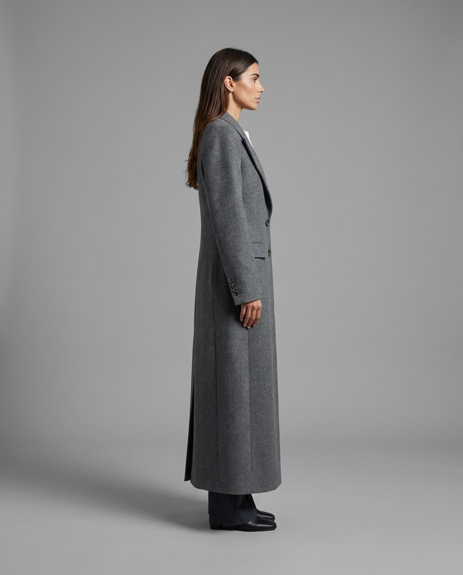 Marielle – Tailored Wool-Blend Overcoat in Grey