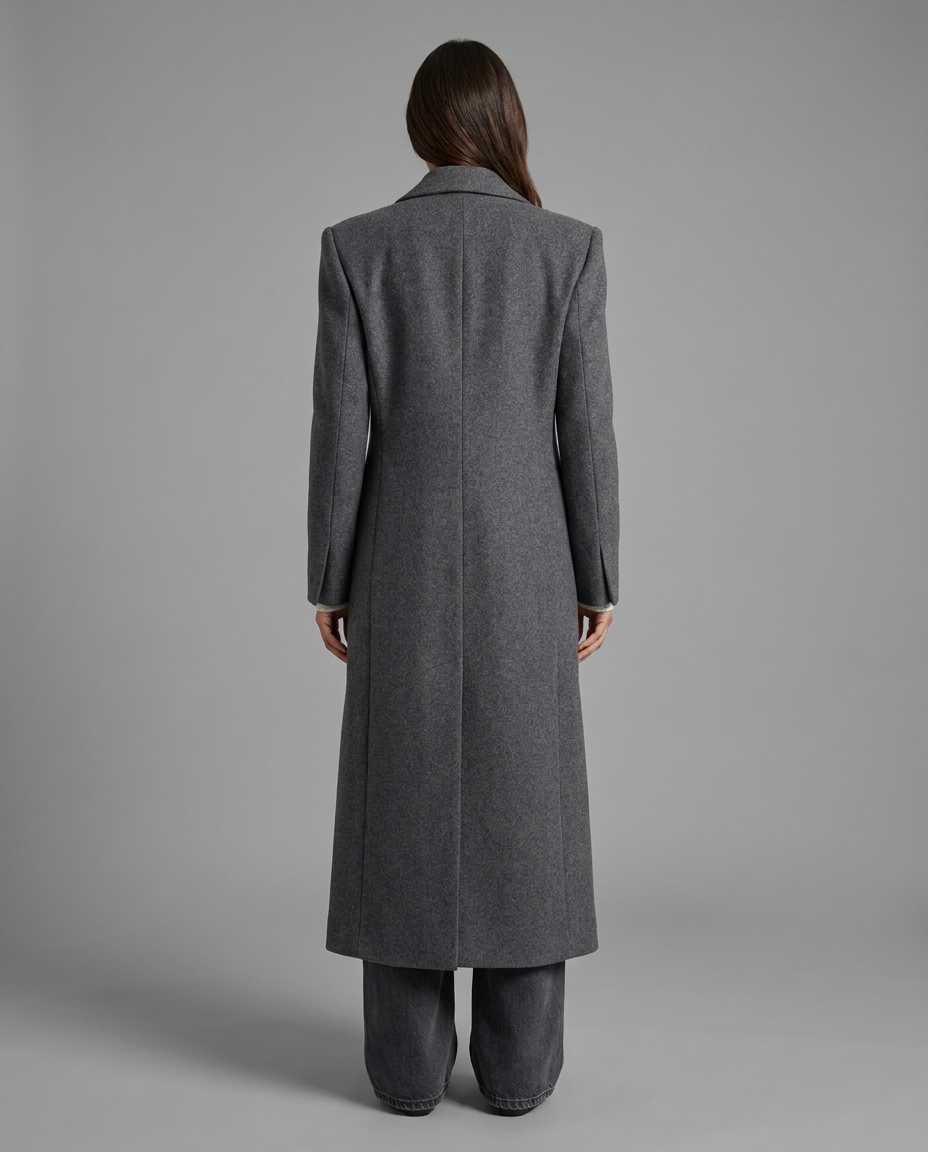 Marielle – Tailored Wool-Blend Overcoat in Grey
