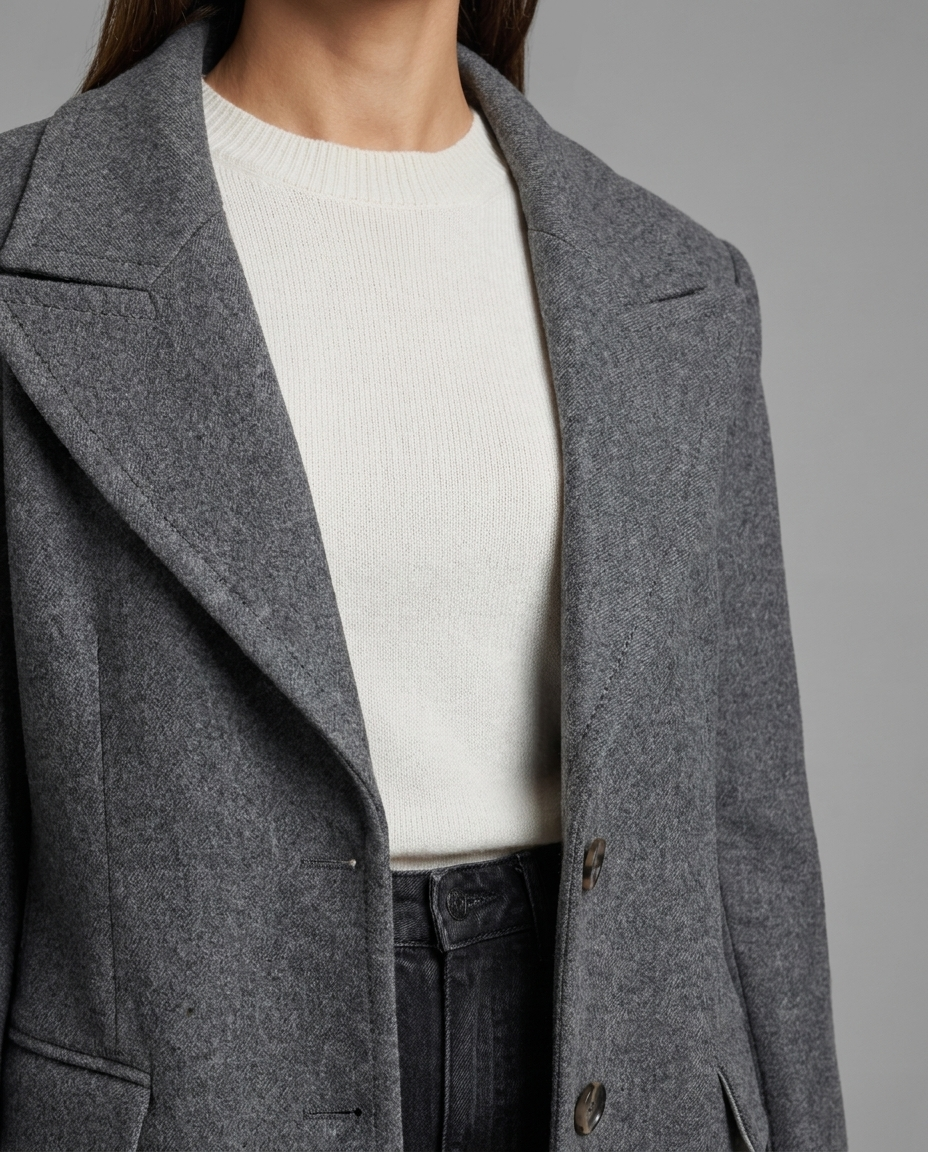 Marielle – Tailored Wool-Blend Overcoat in Grey