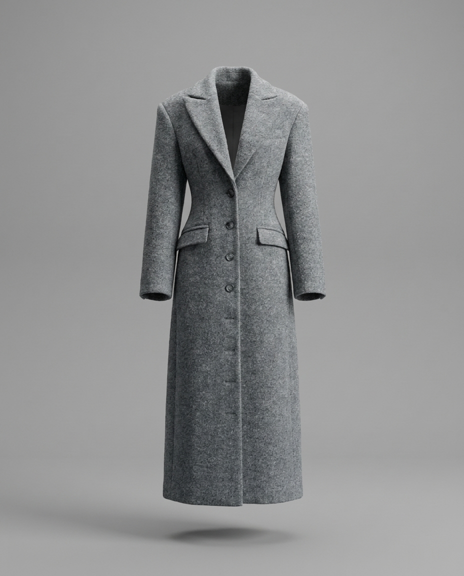 Marielle – Tailored Wool-Blend Overcoat in Grey