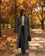 Marielle – Tailored Wool-Blend Overcoat in Grey