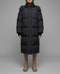 Norvia – Hooded Longline Puffer Coat in Black