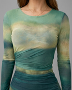 Ruched Ombre Maxi Dress in Green