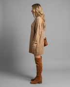 Oversized Cable Knit Jumper Dress in Beige