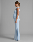 Lita – Twist Neck Maternity Maxi Dress in Powder Blue
