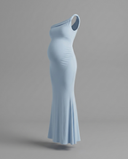 Lita – Twist Neck Maternity Maxi Dress in Powder Blue