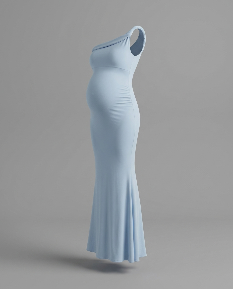 Lita – Twist Neck Maternity Maxi Dress in Powder Blue