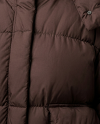 Janine – Oversized Hooded Puffer Jacket in Dark Brown