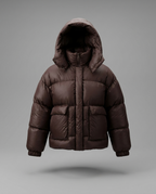 Janine – Oversized Hooded Puffer Jacket in Dark Brown