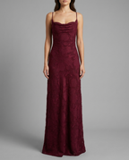 Celena – Burnout Cowl Maxi Dress in Burgundy