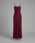 Celena – Burnout Cowl Maxi Dress in Burgundy