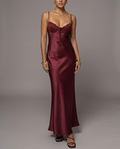 Fadyen – Bias Cut Satin Maxi Dress in Burgundy