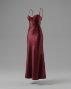 Fadyen – Bias Cut Satin Maxi Dress in Burgundy