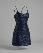 Leila – Sequin Bodycon Mini Dress in Navy